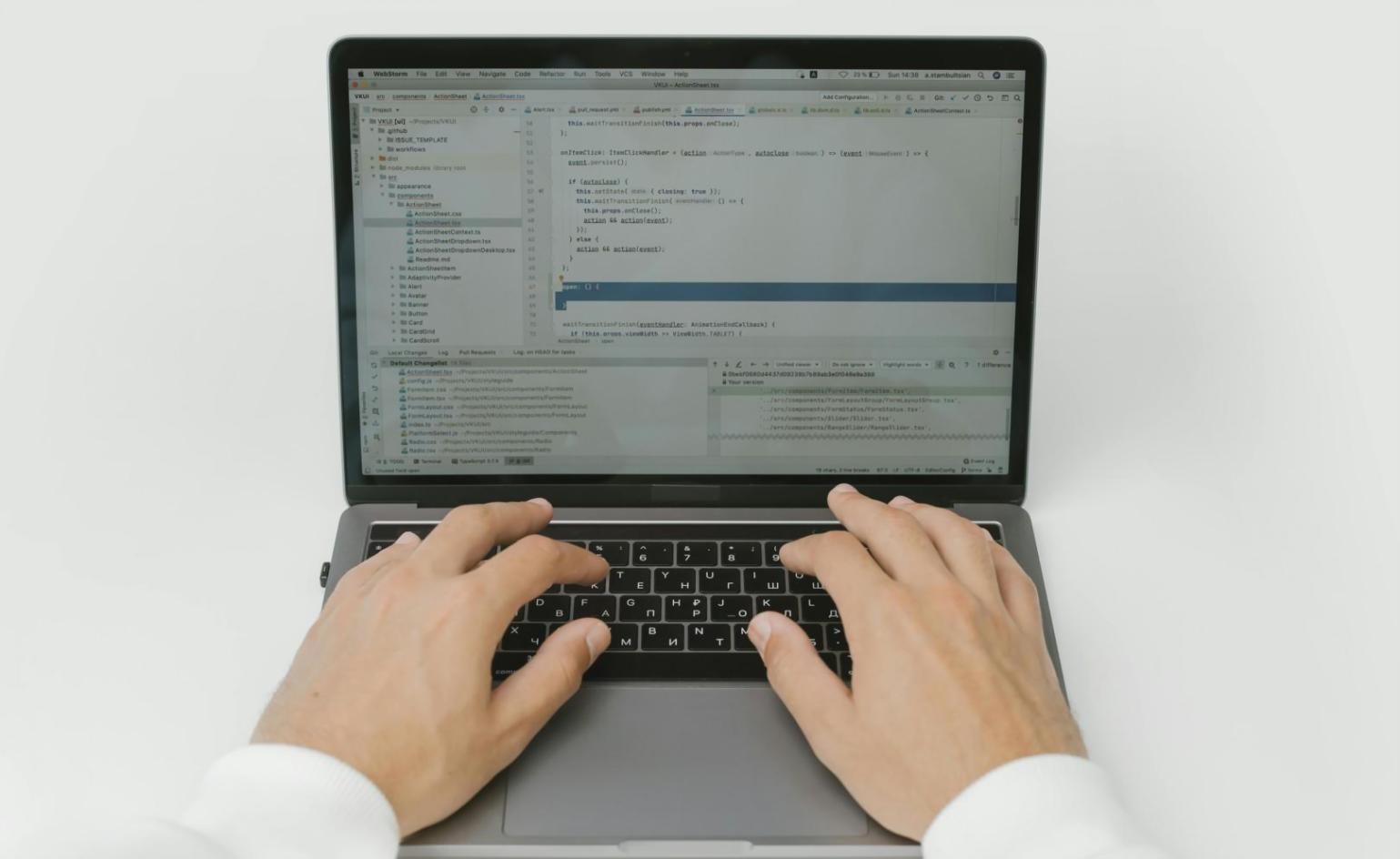 Physics-based game design workspace showing development environment and technical tools